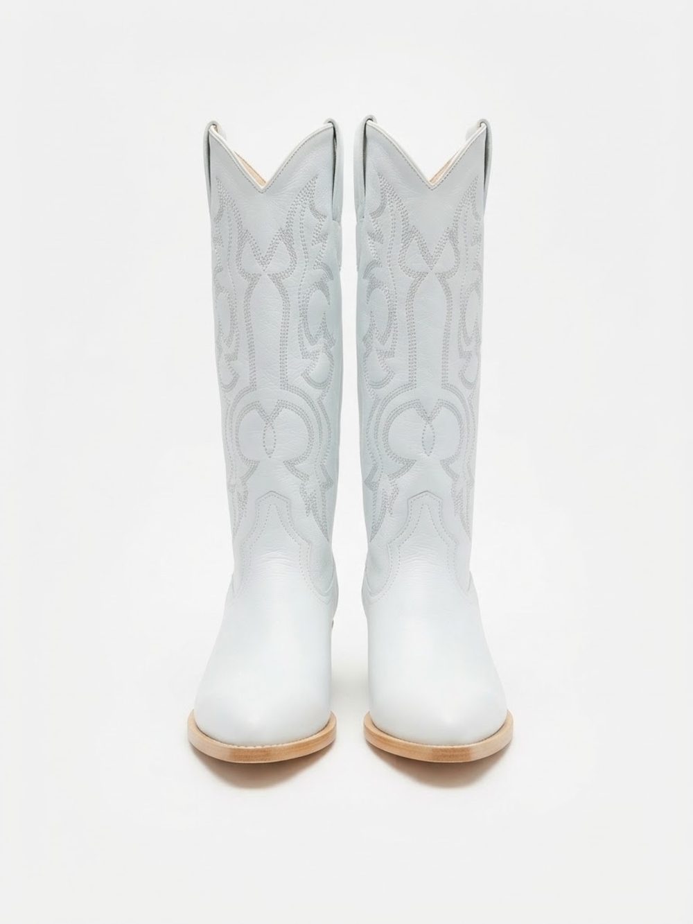 Unique Vintage White Knee-High Embroidered Western Boots